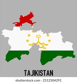 map of Tajikistan with flag, vector illustration