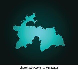 Map of Tajikistan green vector isolated on dark background. High detailed green vector map, Tajikistan symbol for your web site design map - Vector illustration eps 10.