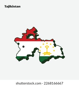 Karte von Tadschikistan mit nationaler Flagge. Vektorgrafik. EPS10.