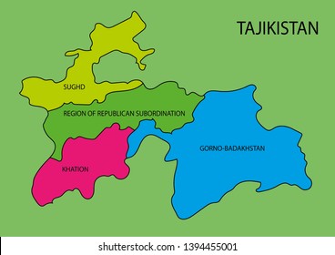 Map of Tajikistan quality colour line vector