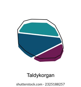 Map of Taldykorgan illustration design template, Map have all province and mark the capital city of Kazakhstan, suitable for your company