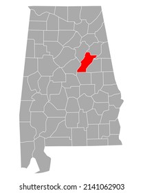 Map of Talladega in Alabama on white