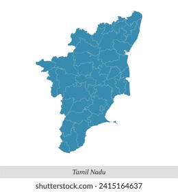 map of Tamil Nadu is a state of India with borders districts