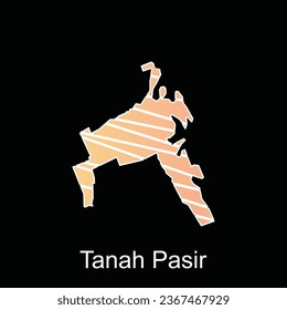 Karte von Tanah Pasir City. Vektor-Karte Provinz Aceh-Design-Vorlage mit Skizze-Stil einzeln auf weißem Hintergrund