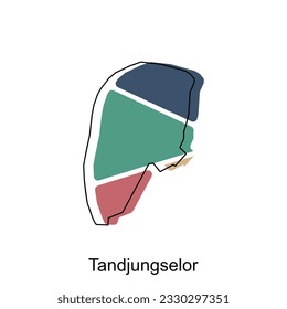 Mapa de la plantilla de diseño de Tandjungselor, ilustración vectorial del Mapa de Indonesia sobre fondo blanco