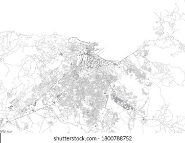 Mapa de Tánger, vista satelital, ciudad, Marruecos. Calle y edificio