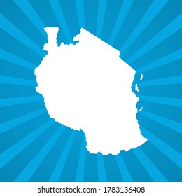 Mapa del vector de arte pop de historietas azules de Tanzania.