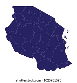 Map of Tanzania - Blue Geometric Rumpled Triangular , Polygonal Design For Your . Vector illustration eps 10.