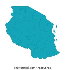 Map of Tanzania - Blue Geometric Rumpled Triangular, Polygonal Design For yours. Vector illustration eps 10.