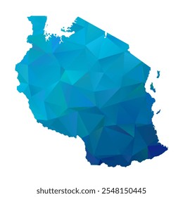 Mapa de Tanzania - Diseño poligonal azul para su viaje. Ilustración vectorial eps 10.