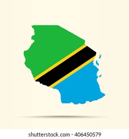 Map of Tanzania in Tanzania flag colors