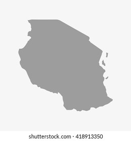 Map  of Tanzania in gray on a white background