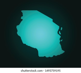 Map of Tanzania green vector isolated on dark background. High detailed green vector map, Tanzania symbol for your web site design map - Vector illustration eps 10.