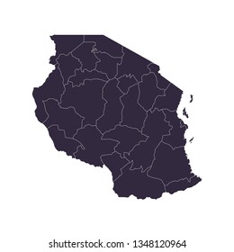 Map of Tanzania - High detailed on white background. Abstract design vector illustration eps 10. 