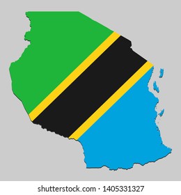 Map of Tanzania with national flag. Vector Illustration