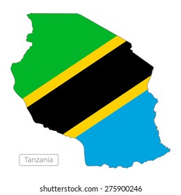 Map of Tanzania with an official flag. Illustration on white background