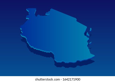 map of Tanzania on blue background. Vector modern isometric concept greeting Card illustration eps 10.