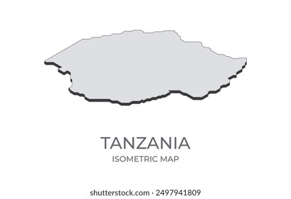 Mapa de Tanzania en forma isométrica simple. Ilustración del mapa isométrico del país.