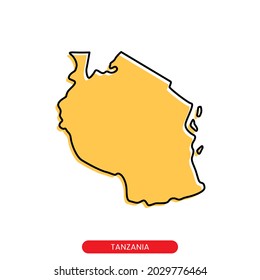 Map of Tanzania vector design template. Simple style with editable stroke.