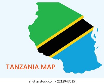 Map of Tanzania ,  Tanzania map  vector Illustration,  Map of Tanzania  
 With the flag, the National Flag of Tanzania ,