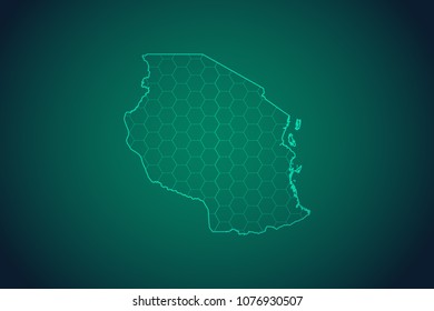 Map of Tanzania-Wire frame 3D mesh polygonal network line, design sphere, dot and structure. Vector illustration eps 10.