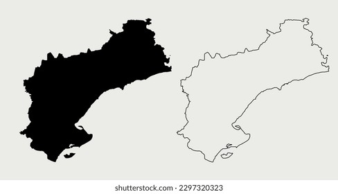 Map of Tarragona - Catalonia - Spain region outline silhouette graphic element Illustration template design
