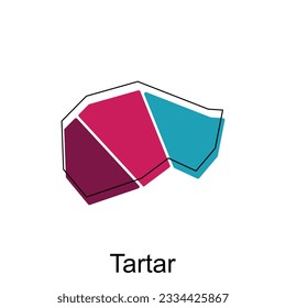 map of Tartar vector design template, national borders and important cities illustration on white background