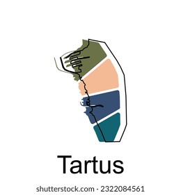Map of Tartus vector illustration design template, on a white background. Map for infographic and geographic information.