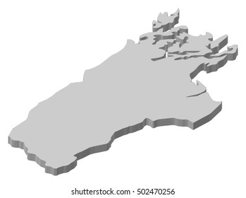 Map - Tasman (New Zealand) - 3D-Illustration