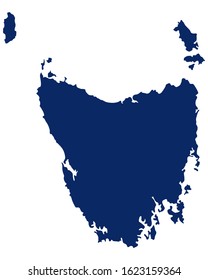 Map of Tasmania in blue colour