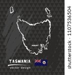 Map of Tasmania, Chalk sketch vector illustration