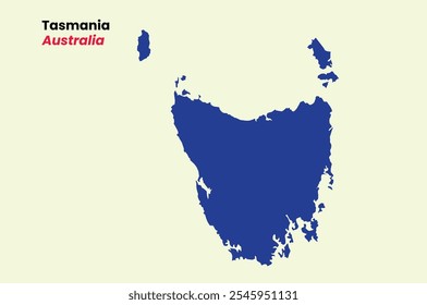 Map of Tasmania, Map of Tasmania with fill colour, Map of Australia state Tasmania Vector Illustration, Australia.
