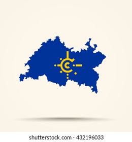 Map of Tatarstan in CEFTA flag colors