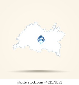 Map of Tatarstan in Economic Cooperation Organization flag colors

