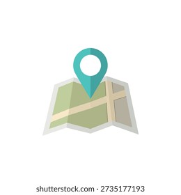 Map with a teal location pin marker