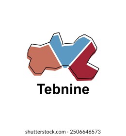 Karte von Tebnine City Modern Simple Geometric mit Umriss, Illustration, Vektordesign-Vorlage