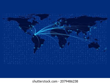 CuraÃ§ao map for technology or innovation or export concepts. Connections of the country to major cities around the world. File is suitable for digital editing and prints of all sizes.