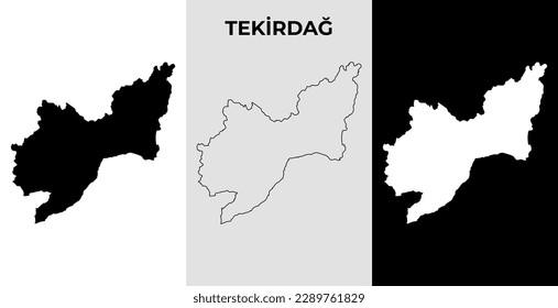 Map of Tekirdag, Turkey region outline silhouette vector illustration, scribble sketch City of Tekirdag map