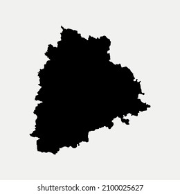 Map of Telangana - India region outline silhouette vector illustration
