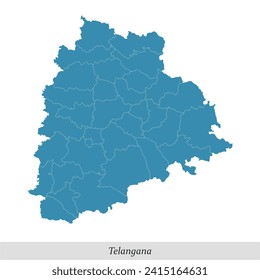 map of Telangana is a state of India with borders districts