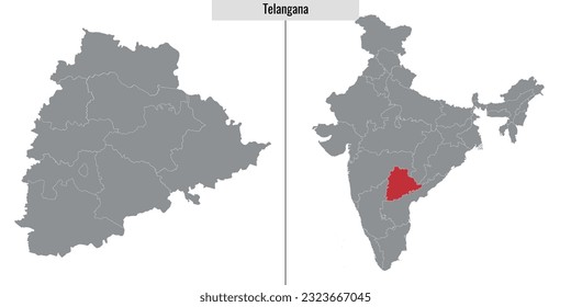 map of Telangana state of India and location on Indian map