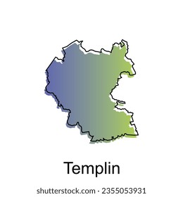 Map of Templin illustration design with black outline on white background, design template suitable for your company