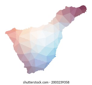 Mapa de Tenerife. Baja ilustración policial de la isla. Diseño geométrico con rayas. Tecnología, Internet, concepto de red. Ilustración vectorial.