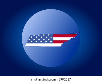 map of Tennessee and American flag globe illustration