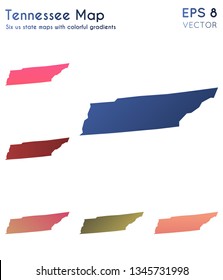 Map of Tennessee with beautiful gradients. Beautiful set of US state maps. Creative vector illustration.