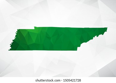 Map of Tennessee - Green Geometric Rumpled Triangular , Polygonal Design For Your . Vector illustration eps 10.