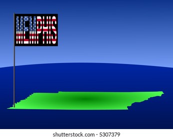 Mapa de Tennessee con la posición de Memphis marcado por la ilustración del poste de la bandera