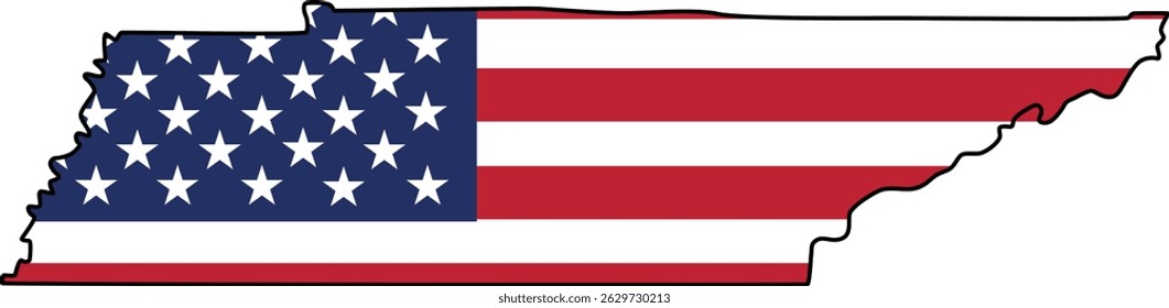 Map of Tennessee State Design with USA Flag