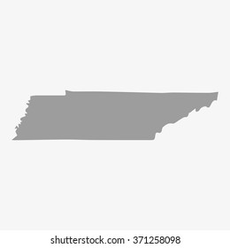 Map  of Tennessee State in gray on a white background