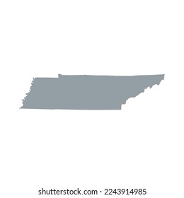 Map of the Tennessee state in grey color isolated on white background. Vector illustration